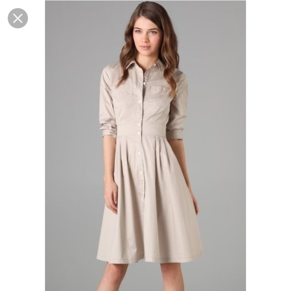 Club Monaco Beige Long Sleeve Shirtdress